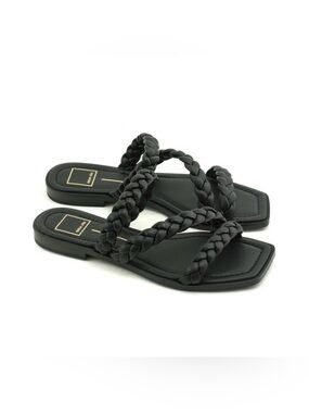 NIB Dolce Vita Black Braided Triple-Strap Slide Sandals